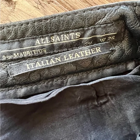 ALL SAINTS Italian Leather Low Rise Moto Pants - Picture 12 of 12